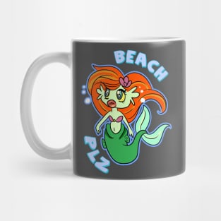 Retro Kawaii Anime Mermaid 'Beach Plz' Mug